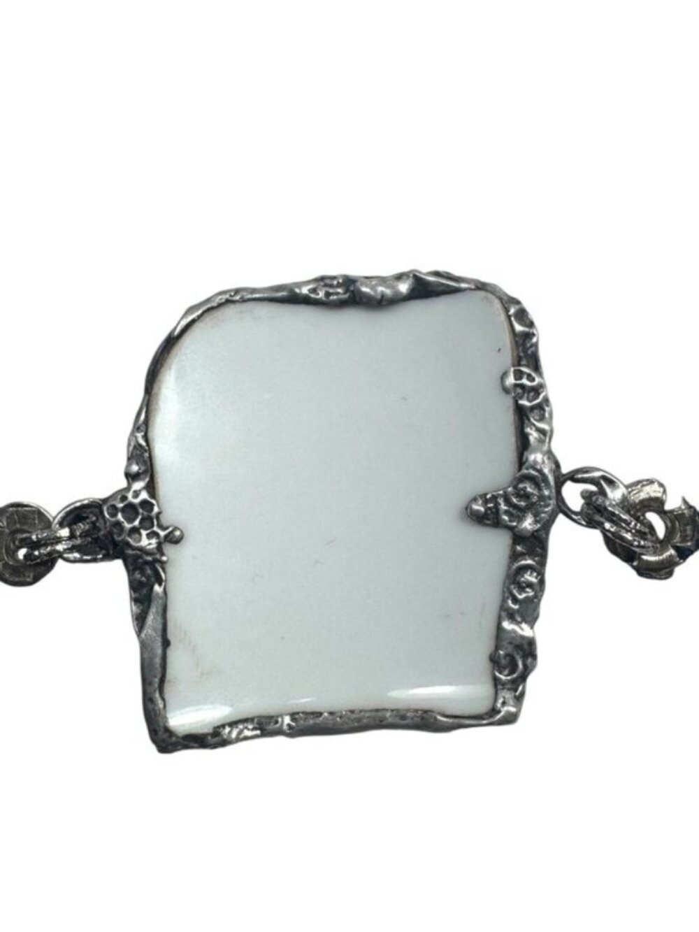 Blue Willow Nutcracker China Leather Bracelet With Silver Blend Bezel Artisanal - Picture 7 of 16